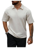 Verdusa Men's Old Money Clothes Collared Short Sleeve Golf Shirts Elegant Textured Tennis Tees Work Tops