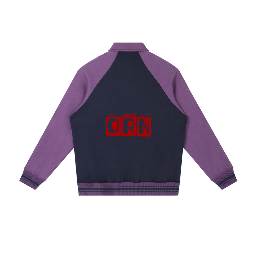 Contrast Raglan Sleeve Baseball Jacket